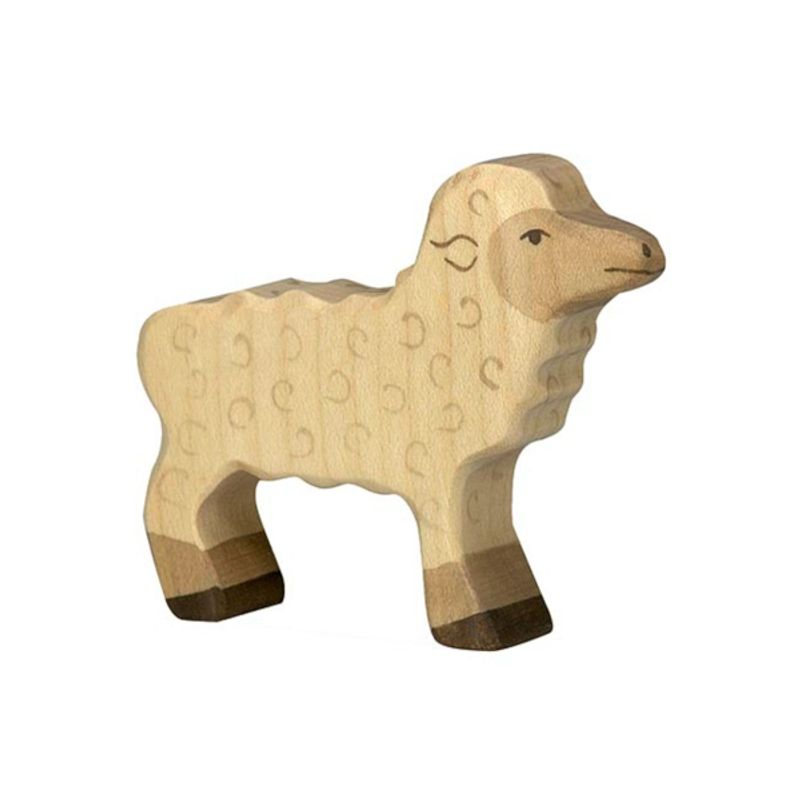 Holztiger trefigur hvitt lam