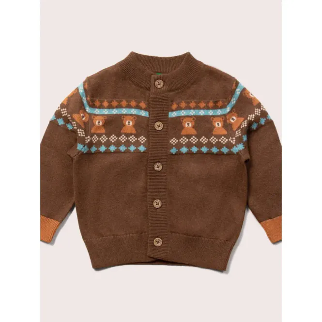 Hovedbilde Little Green Radicals cardigan brun med bjørner - ...