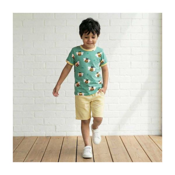Maxomorra knelang shorts musselin gul