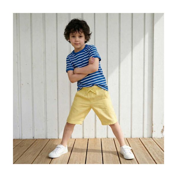 Maxomorra knelang shorts musselin gul