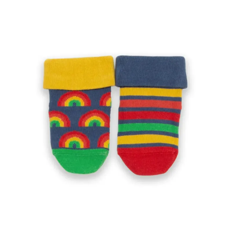 Kite fargerike babysokker 2-pk. regnbue/striper