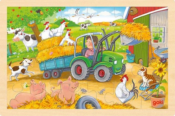 Hovedbilde Goki lite puslespill i treramme traktor 24 biter