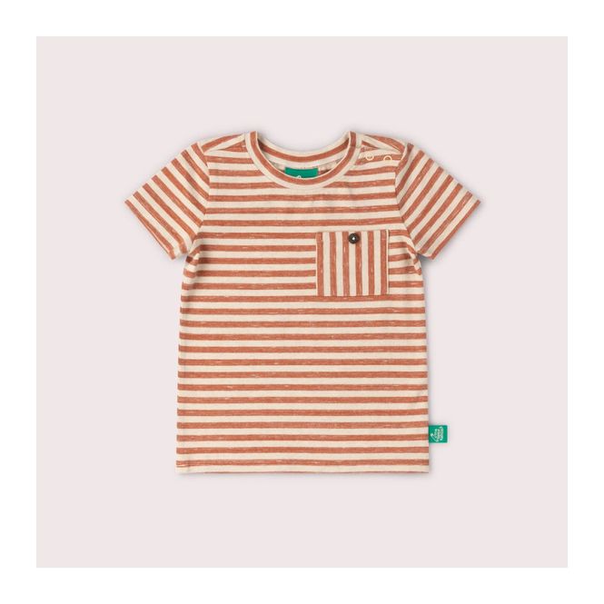 Hovedbilde Little Green Radicals t-skjorte striper rustrød